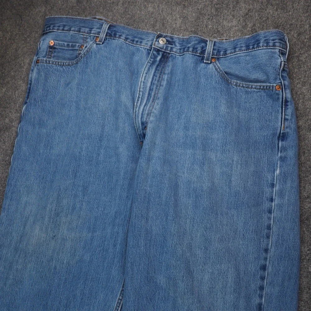 Levi's 550 Jeans Mens 48x29 Relaxed Fit Blue Solid Denim Casual Workwear Classic
